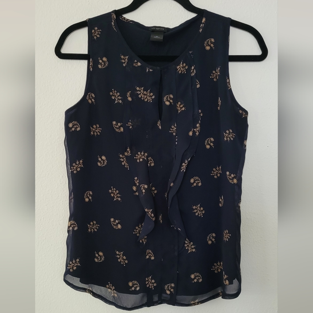 Ann Taylor Sleeveless Top Size Small Navy Blue. - Picture 1 of 5